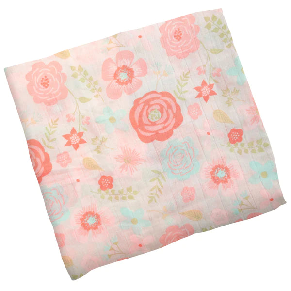 Muslin Stroller Blanket Charcoal Flower main image 1