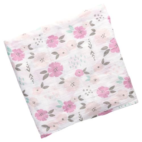 Muslin Stroller Blanket Charcoal Flower