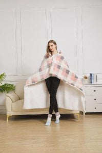 Pink and Grey Wearable Throw