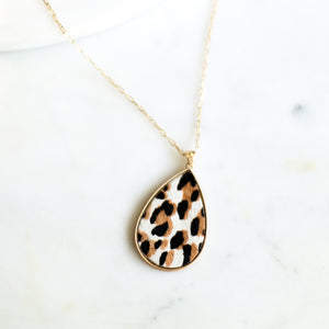 Leopard Hide Teardrop Necklace