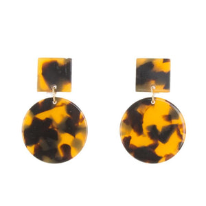 Square Circle Tortoise Earring