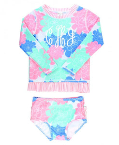 Pastel Petals Rash Guard Bikini