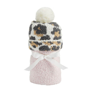 Leopard Hat and Blanket Set
