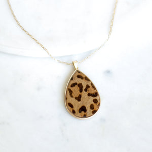 Leopard Hide Teardrop Necklace