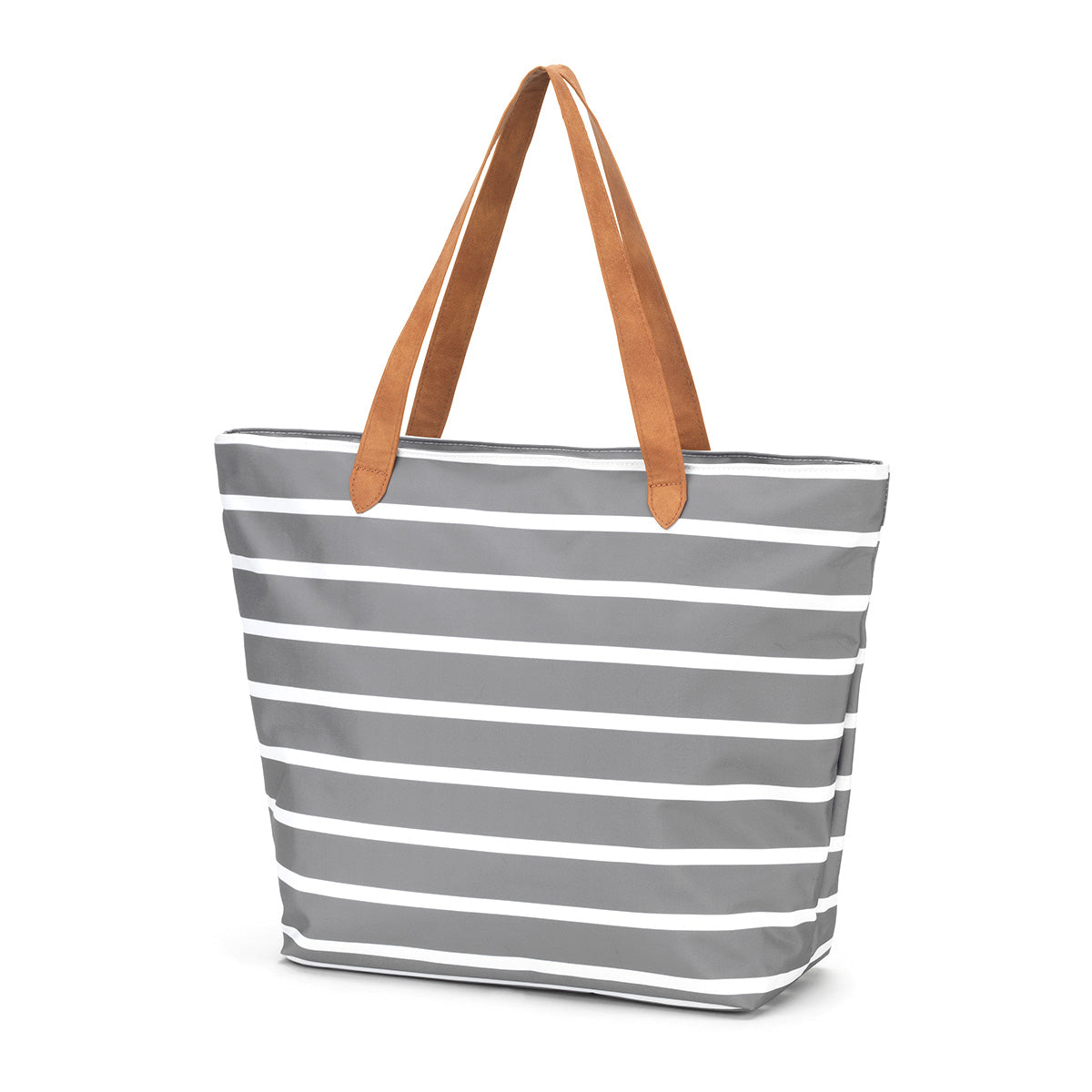 large Weave tote bag in Silver/Multicolour stripes - Si Si's