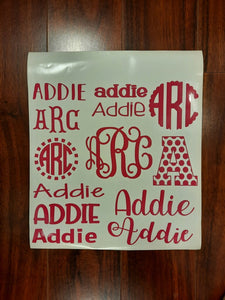 Personalized Decal Sheet
