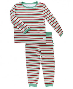 Girl's Peppermint Stripe Ruffled Pajama Set